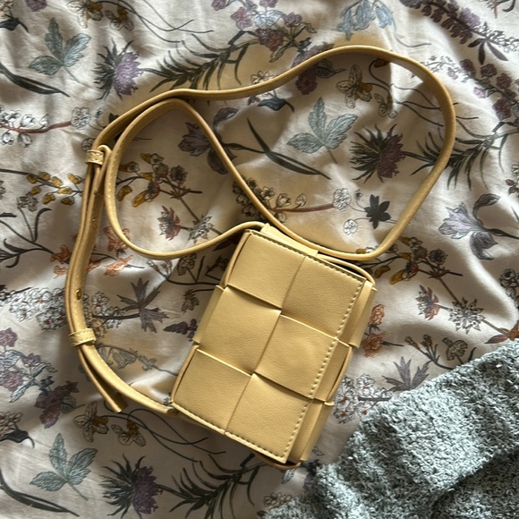 Mini Cassette Butter Yellow Woven Leather Bag - Picture 2 of 5